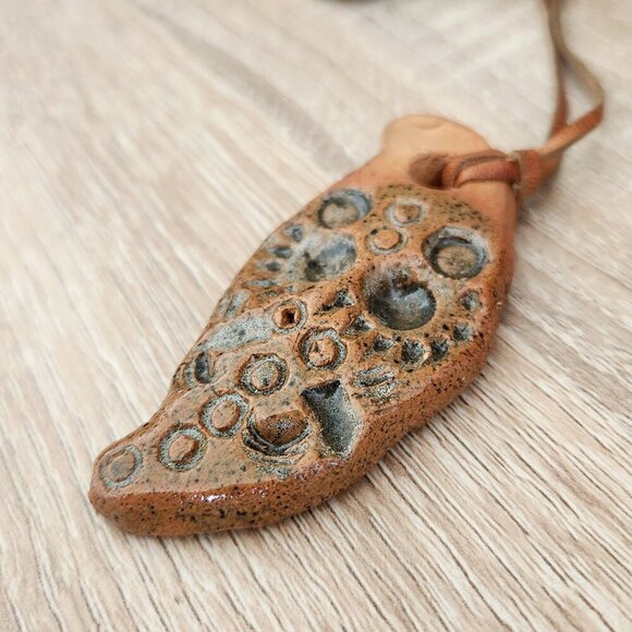 Aboriginal Spirit Pottery Mook Mook Handmade Clay Pendant Leather Strap Necklace - Picture 5 of 9